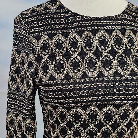 CACHE | CROCHETED LACE COCKTAIL BODYCON QUARTER SLEEVE DRESS - Picture 12 of 16